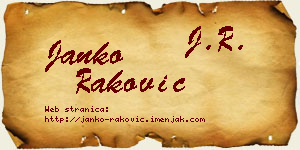 Janko Raković vizit kartica